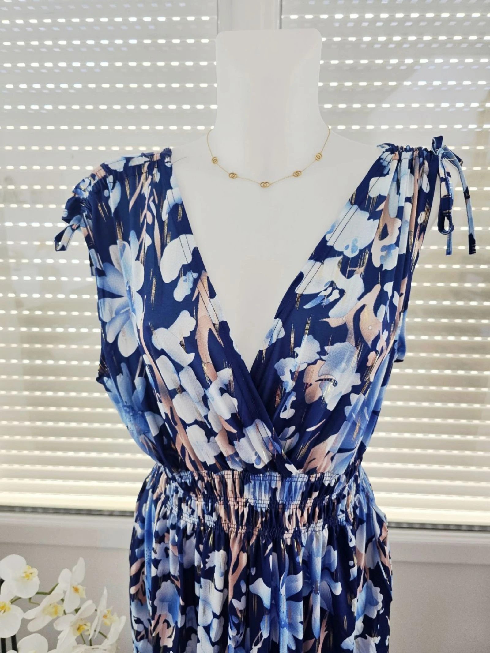Robe magique marine beige ciel dorée  – photo 2